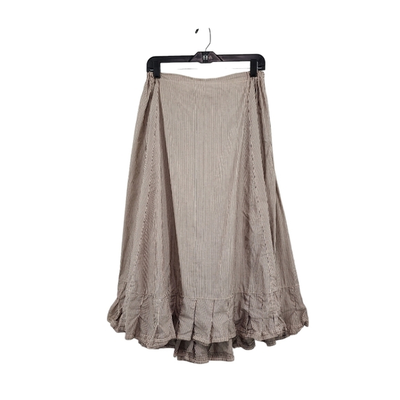 Krista Larson Women's Cotton Stripes Ruffle Maxi Skirt - S